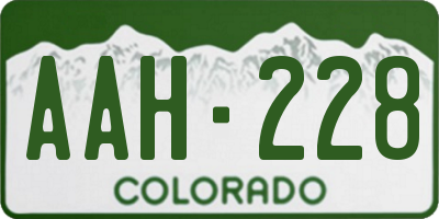 CO license plate AAH228