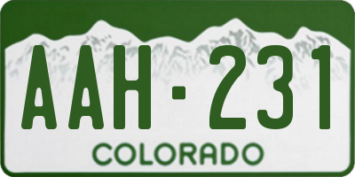 CO license plate AAH231