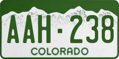 CO license plate AAH238
