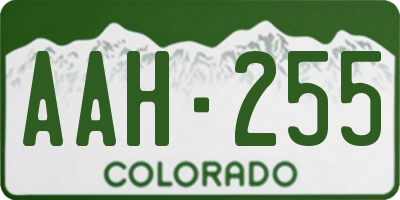 CO license plate AAH255