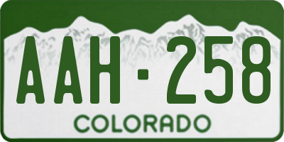 CO license plate AAH258