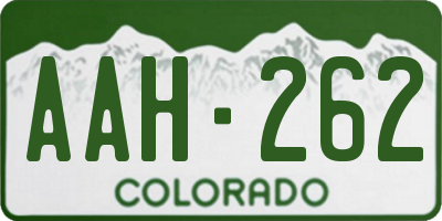 CO license plate AAH262