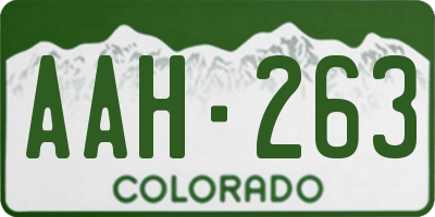 CO license plate AAH263