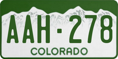 CO license plate AAH278