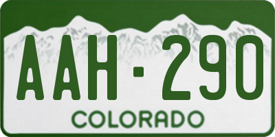 CO license plate AAH290
