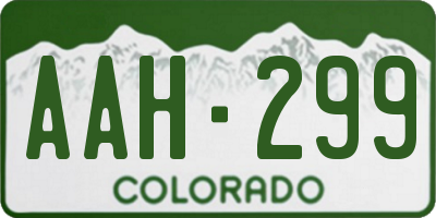 CO license plate AAH299