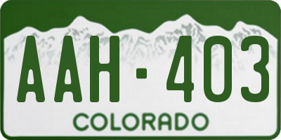 CO license plate AAH403
