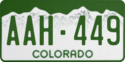 CO license plate AAH449