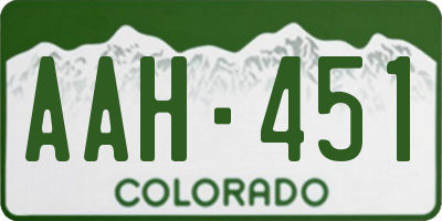 CO license plate AAH451