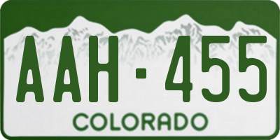 CO license plate AAH455
