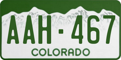 CO license plate AAH467