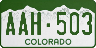 CO license plate AAH503
