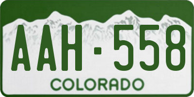 CO license plate AAH558