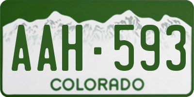 CO license plate AAH593
