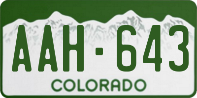 CO license plate AAH643