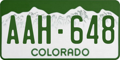 CO license plate AAH648