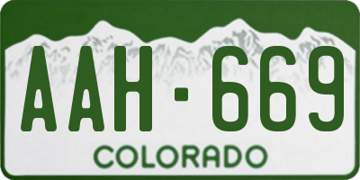 CO license plate AAH669