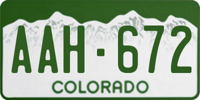CO license plate AAH672