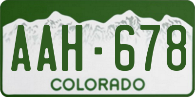 CO license plate AAH678