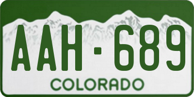 CO license plate AAH689