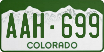 CO license plate AAH699