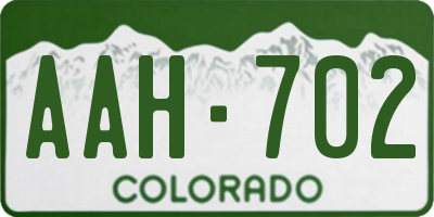 CO license plate AAH702