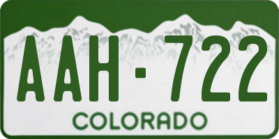 CO license plate AAH722