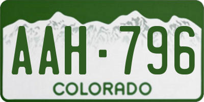 CO license plate AAH796