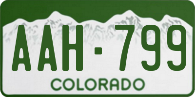 CO license plate AAH799