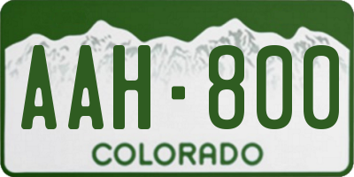 CO license plate AAH800