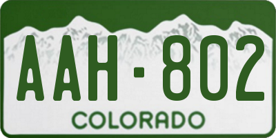 CO license plate AAH802
