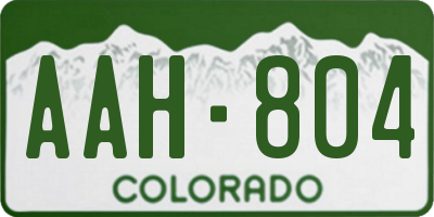 CO license plate AAH804