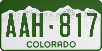 CO license plate AAH817