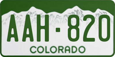 CO license plate AAH820
