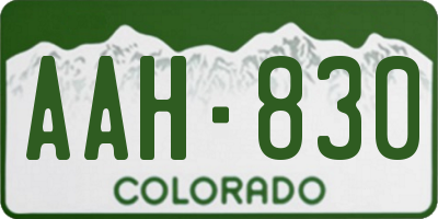 CO license plate AAH830