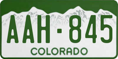 CO license plate AAH845