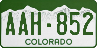 CO license plate AAH852