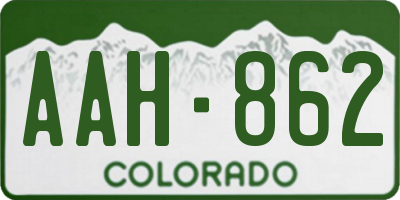 CO license plate AAH862