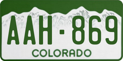 CO license plate AAH869