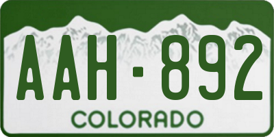CO license plate AAH892