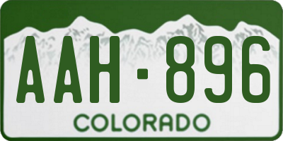 CO license plate AAH896