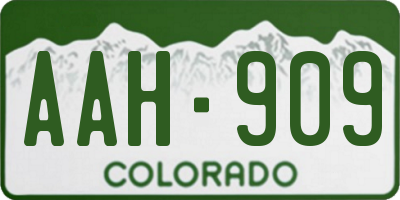 CO license plate AAH909