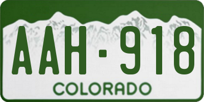 CO license plate AAH918