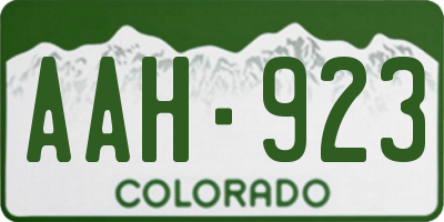 CO license plate AAH923