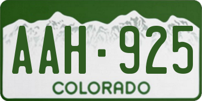 CO license plate AAH925