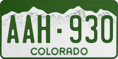 CO license plate AAH930