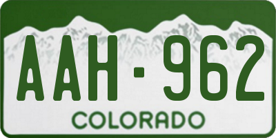 CO license plate AAH962