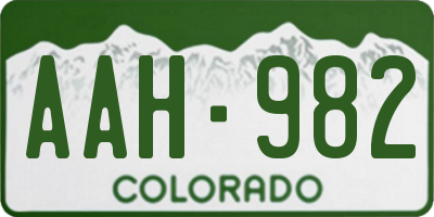 CO license plate AAH982