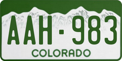 CO license plate AAH983