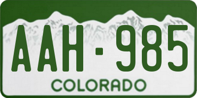 CO license plate AAH985